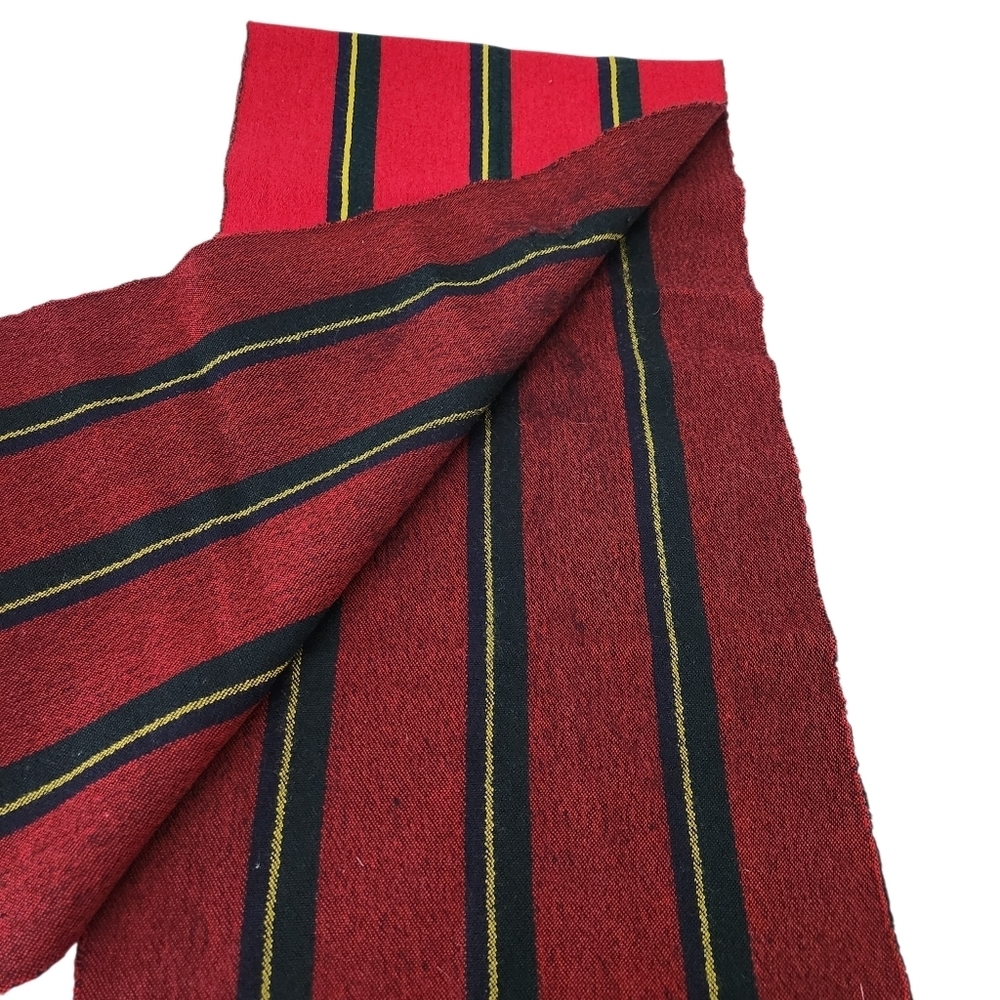 EATON – Red Black Stripe Lambswool Fringe Scarf vintage os - Picture 3 of 8